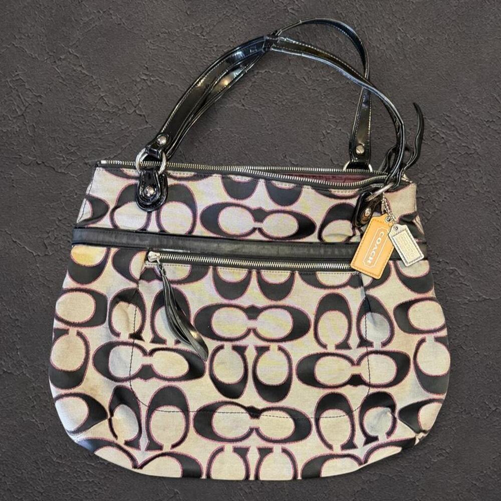Y2K Coach poppy signature glam tote